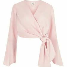 River Island Light Pink Beige Wrap Flare Sleeve Crop Top Size Uk 8 New Rrp32 Fashion Clothing Shoes Acc Light Pink Crop Top Wrap Top Outfit Light Pink Tops