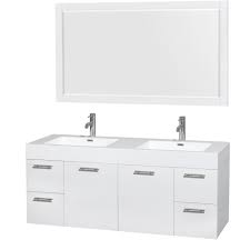 Check spelling or type a new query. Wyndham Wcr410060dgwarintm58 60 In Double Bathroom Vanity In Glossy White Acrylic Resin Countertop Integrated Sinks And 58 In Mirror
