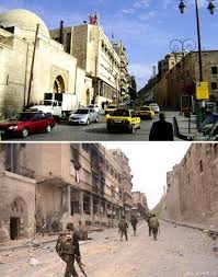 A syrian rebel walks inside a burnt section of the umayyad. 28 Before And After Pics Reveal What War Did To The Largest City In Syria Bored Panda