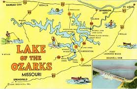 Lake Of The Ozarks Missouri State Map Vintage Postcard Ozarks Missouri Lake Ozark Ozarks