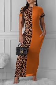 Lovely Casual Leopard Printed Patchwork Croci Ankle Length Dress En 2020 Ropa De Moda Ropa Elegante Ropa