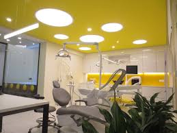 Dental Office Yellow Interior Design Architecture Circle Open Space Dentist Dentistry Lighting Modern Functional Space Graphic Color Furnit Stomatologiya Monblan