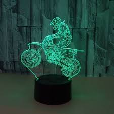 Riding Motorcycle Riders 3d Night Lights Colorful Visual Light Led Gradient Touching Remote Control Visual Light 3d Lamp Changeable Clear 3w Free Shipping Dealextreme