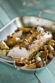 Pork Loin With Roasted Pears And Shallots Recipe Relish Roasted Pear Shallot Recipes Pork Loin
