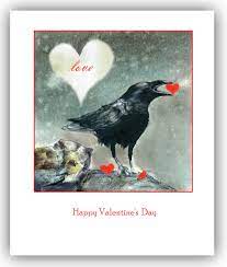 Crow Valentine Card. Raven Valentine Card. Watercolor Crow - Etsy Israel