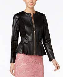 Thalia Sodi Faux Leather Peplum Jacket Only At Macy S Macys Com Leather Peplum Blazer Jackets For Women Clothes Design