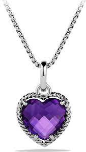 Cable Heart Pendant With Amethyst Heart Pendant Jewelry Purple Jewelry Heart Shaped Jewelry