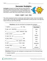 Awesome Analogies Worksheet Education Com