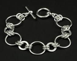Sterling Silver Disc Link Bracelet Silver Chain Link Bracelet Silver Circle Link Ring Link Brac Silver Bracelet Silver Wire Jewelry Silver Charm Bracelet