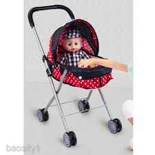 Doll Stroller For Baby Doll Black Red Polka Dots Shopee Singapore