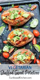 Vegan Stuffed Sweet Potatoes A Healthy Baked Sweet Potato Recipe With A Vegan Sw Filling This Hea Sweet Potato Recipes Vegan Sweet Potato Vegetarian Recipes