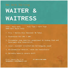 Temukan lowongan kerja waitress dan peluang kerja di bogor yang ditemukan oleh loker.my.id. Lowongan Kerja Waiter Vipho 9 Di Solo Info Loker Solo