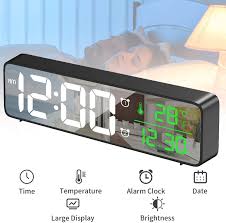 Alarm clock font download is available free from fontget. Hoterb Mirror Digital Alarm Clock Extra Long Night Alarm Clock For Table Top With Temperature Date Large Font Display Mains Power Supply Black Amazon De Kuche Haushalt