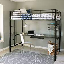 The sturdy, steel frame promises stability and function to support up to 250 pounds on each bunk. Walker Edison Metal Twin Loft Bed With Computer Workstation Black Btozbl