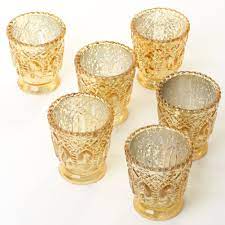 Get deals with coupon and discount code! Diy Wedding Koyal Wholesale Vintage Glass Candle Holder Pack Of 6 3 X 2 75 Antique Gold Walmart Com Walmart Com