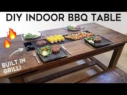 Diy Hot Plate Dining Table From Scaffold Boards Youtube In 2020 Bbq Table Grill Table Indoor Bbq