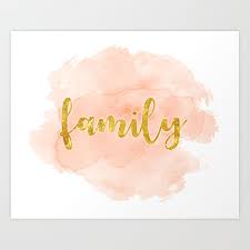 Family Pink And Gold Watercolor Art Print Home Decor Wall Art Word Of The Year Family Art Print Gold Watercolor Family Art Print Watercolor Art