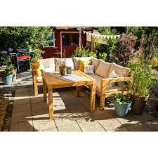 38 von 5 sternen 155. Lounge Set Mit Esstisch Morenci 4 Teilig Aus Akazienholz Fsc Kaufen Bei Obi