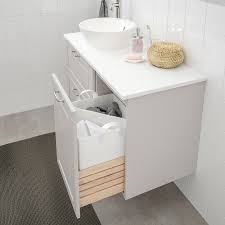 Godmorgon Colonne Kasjon Gris Clair Ikea En 2020 Ikea Meuble Pour Vasque A Poser Tiroir Bois