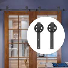 Barn doors have become one of the most trendy items in houses across the country. 12ft Bypass Sliding Barn Door Hardware Kit Industrial Round Wheel Closet Interior Carbon Steel Barn Door Hanging Rail Buy Online In India At Desertcart In Productid 151635137