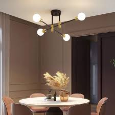 Installed into any ceiling junction box, flush mount designs tend to be located in the middle of the room and provide an optimal amount of light for general purposes. Buy Sputnik Chandelier Modern Ceiling Light Fixture Mid Century Black And Gold Industrial Pendant Light Semi Flush Mount Lighting For Living Room Dining Room Bedroom Kitchen Bar Cafe Online In Indonesia B08pbyw8bs