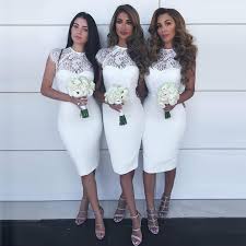 White Bridesmaid Dress Tight Bridesmaid Dress Short Bridesmaid Dress Lace High Neck Brid White Lace Bridesmaid Lace Bridesmaid Dresses Cheap Bridesmaid Dresses
