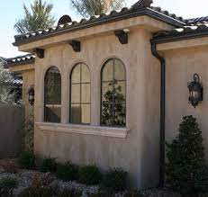 Exterior windows or shutters are great to improve how the house looks from the outside. Mediterranean Home Stucco Trim Design Ideas Pictures Remodel And Decor Window Trim Exterior Exterior Window Molding House Paint Exterior