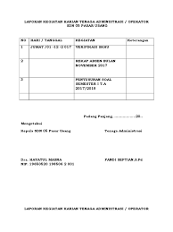 Cara membuat jurnal harian mengajar. Laporan Kegiatan Harian Tenaga Administrasi