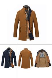 Ericdress Plain Stand Collar Patchwork Thick Mens Winter Wool Coat Winter Coat Wool Coat Mens Coat Mens Winter Fashion Mens Winter Coat Mens Tops Fashion