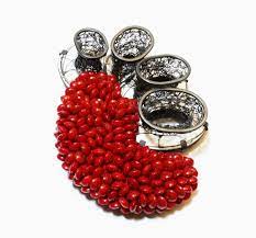 isabell schaupp brooch untitled silver copper enamel photo coral textile 7 6 x 8 5 german jewelry contemporary jewelry design art jewelry contemporary