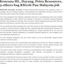 The company was established since. The Sun Daily Kencana Hl Dayang Petra Resources 3 Others Bag Rm 10b Pan Malaysia Job 151113 Sapura Energy Berhad