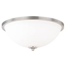 Shop Mea 17 In W Satin Nickel Flush Mount Ceiling Light Fixture White Glass 17 In W X 7 In H X 17 In D Overstock 20906768