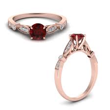 14k black gold anne delicate halo ruby and diamond ring (1/5 ct. Vintage Cathedral Ruby Engagement Ring In 14k Rose Gold Fascinating Diamonds