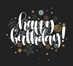 Quelle est la date de l'anniversaire ? Bon Anniversaire Belle Carte De Voeux Calligraphie Blanc Texte Peintures Murales Tableaux Joyeux Anniversaire Polka Glitter Myloview Fr