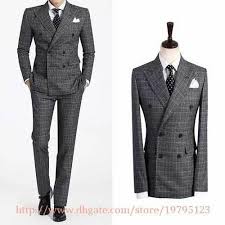 Black And White Checkered Suit Jacket Double Breasted Suit Groom Tuxedos Best Man Peak Lapel Groomsmen Men Checkered Wedding Suit Jacket Pants Ti Black Tie Suit Men S Business Suits Double Breasted