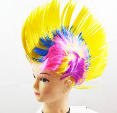 2 x Adults Mohawk Wig Mohican Funny Rock Fancy Dress kids Party Costume  Hippy