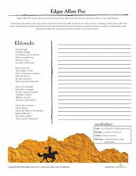 Edgar Allan Poe Eldorado Worksheet Education Com Poetry Middle School High School Writing High School Poetry