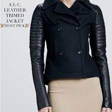 A L C Leather Wool Bomber Jacket Coat Wool Bomber Jacket Clothes Design Fashion Design