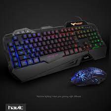 Havit Rainbow Backlit Wired Gaming Keyboard Mouse Combo Black This Backlit Keyboard Is Associated With Membrane Keyboard Whe Keyboard Pc Laptop Pc Computer