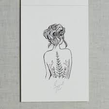 Tattoo Idea Silhouette Of A Girl But Entire Body Set Up Like This One Is Made With Nature Silhouette Drawing Ink Sketch Art