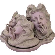 Schafer Vater Smoking Set With Cigarette Holders and Tray, Art Nouveau  Bisque Porcelain Women Figurines