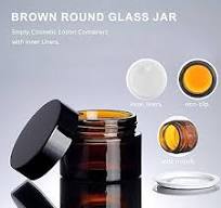 2PCS 50ML/50G Brown Glass Refillable Make Up Jars with Liners and Screw  Black Cap Empty Face Cream Lip Balm Storage Container Pot Bottle Jar for ...
