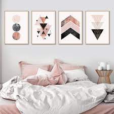 Set Of 4 Downloadable Geometric Prints In Blush Pink Rose Gold Black Grey Printable Art Set Poster Scandinavian Wall Art Pink Bedroom Decor Pink Bedroom Decor Rose Gold Bedroom Decor Grey
