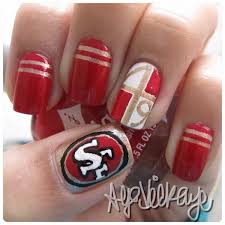 Pin By Cassie Nielsen On Love My Niners 49ers Nails Sports Nails Nfl Nails