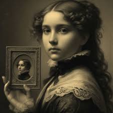 Portrait of a young grumpy girl from the 1850s.☺️