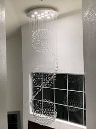 Modern Three Sphere Raindrop Spiral cyrstal Chandelier for Foyer