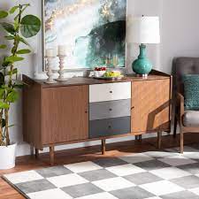 Whatever your storage needs, organize your space with the perfect kitchen and dining storage products from lowe's. Baxton Studio Halden Mid Century Modern Multicolor Walnut Brown And Grey Gradient Finished Wood 2 Door Dining Room Sideboard Buffet Walmart Com Walmart Com
