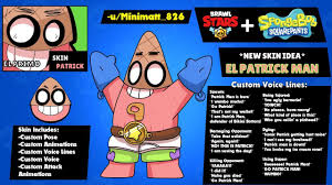 This is just all the voice actors, also this is to keep things organized for me and for you guys. Idea Brawl Stars Skin Concept El Patrick Man Protector Of Bikini Bottom Brawlstars