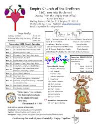 November 2024 Church Calendar