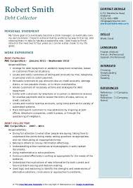 Debt Collector Resume Samples Qwikresume